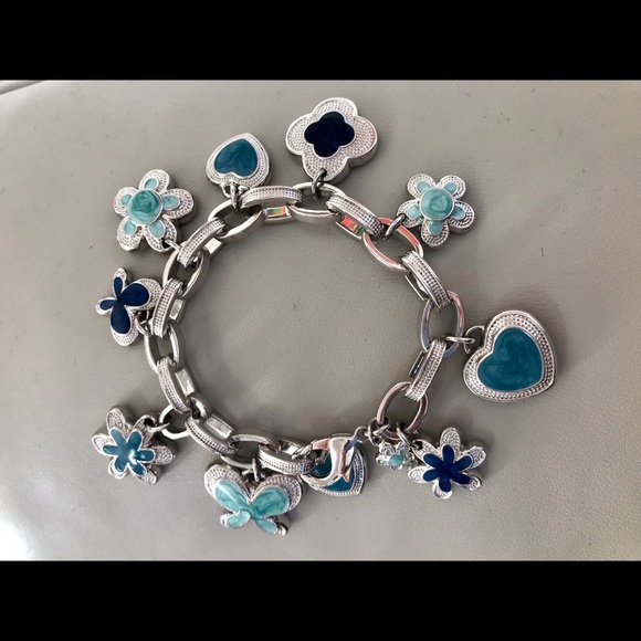 Perfectly Stunning Chunky silver & Enamel Lauren B Adams Charm Bracelet - Picture 2 of 8